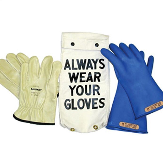Salisbury Size 7, Class 00 Blue Rubber Insulating Glove Kit GK0011BL/7